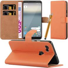 Google Pixel 2 XL Mobile Phone Covers iCatchy Orange For Google Pixel 2 XL Leather Wallet Case Cover