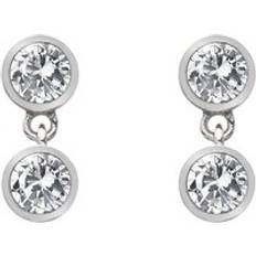 Hot Diamonds Orecchini Hot Diamonds Tender Sterling Silver Double Drop White Topaz Stud Earrings Silver