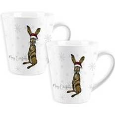 Purely Home Purely Set Of 2 Harry Hare Merry Christmas Lyscombe Small Latte Cup
