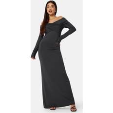Lange kjoler - Stretch Bubbleroom Dani Soft Off Shoulder Maxi Dress Dark grey