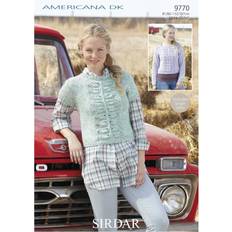 Sweater Needlework Patterns SIRDAR Americana Knitting Pattern 9770 Women 32 54 Inches Tops, Sweaters