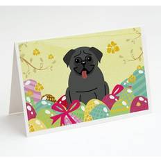 Easter Cards & Invitations Caroline's Treasures Easter Eggs Pug Black Greeting Cards Pack 8