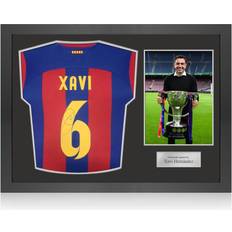 Exclusive Memorabilia Xavi Hernandez Signed Barcelona 2023-24 Football Shirt. Icon Frame: Manager