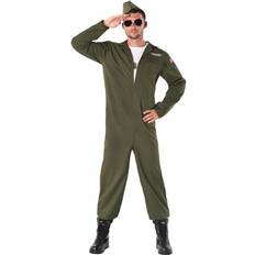 Fun Shack Fighter Pilot Costume Men Aviator Jet Flight Suit Halloween Costumes for Men Adult