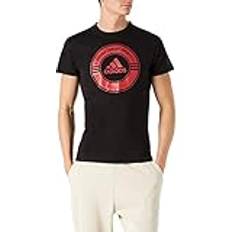 adidas T-Shirt Combat, Unisex Sport-Shirt für Herren & Damen, Kurzarm Shirt, Sportbekleidung 100% Baumwolle, Gr. M, schwarz/rot