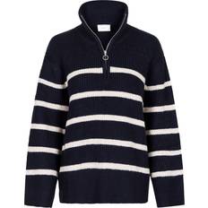 Neo Noir Gensere Neo Noir Nevena Stripe Knit Blouse - Navy/Sand