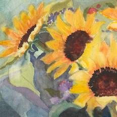 Brambly Cottage Sunflowers in Watercolour I Sandra Iafrate Framed Art