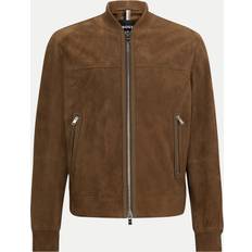 Suede Jackets BOSS Men's Malbano Suede Bomber Jacket Open Brown Regular/40