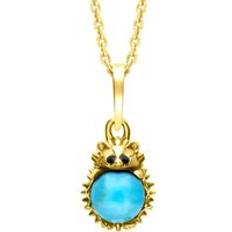 Beige Necklaces C. W. Sellors 18ct Gold Turquoise Tiny Hedgehog Necklace Gold