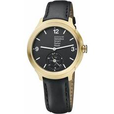 Mondaine Men Wrist Watches Mondaine Helvetica No 1 Bold Smart Gold Tone Black Men MH1.B2S20.LB