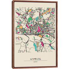 Ivy Bronx Hamburg Germany Map Framed Art 101.6x152.4cm