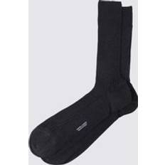 Charcoal Plain Ribbed Cotton Socks