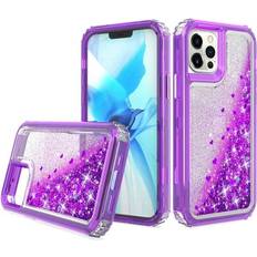 HD Accessory Atomic Quicksand Glitter Waterfall Hybrid Case for iPhone 12 iPhone 12 Pro Purple