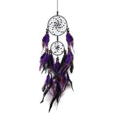 Purple DIY Dsport Creative Weaving Crafts Purple Feather Beads Dream Catcher Wall Hanging Jewelry