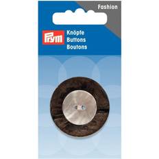 Prym Double Layered Round Buttons Brown & Ecru each