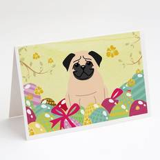 Easter Cards & Invitations Carolines Treasures Easter Eggs Pug Fawn Greeting Cards Pack 8
