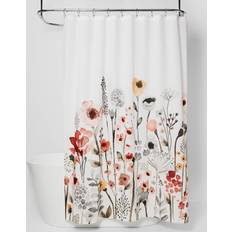 White Shower Curtains Threshold Floral Wave Shower