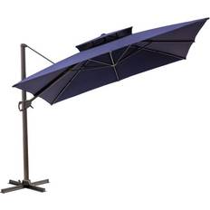 Homeroots 11' Navy Blue Tilt Cantilever Patio Umbrella With Stand