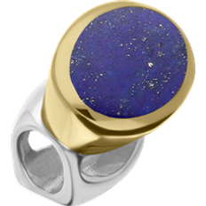 Zafiro Amuletos y Colgantes C. W. Sellors 9ct Gold Sterling Silver Lapis Lazuli Stepping Stones 6x8mm Oval Charm