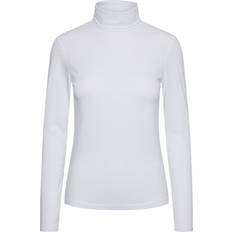 Pieces Roller Collar Embroidered Knitted Top - Bright White