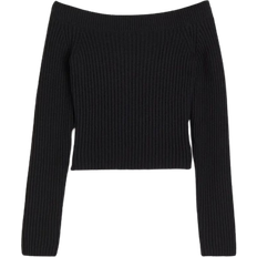 H&M Off the Shoulder Rib Knit Sweater - Black