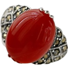 Agate Rings Lady Retro Charm Ring - Silver/Agate