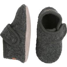 Melton Wool Soft Shoe w. Velcro - Antracite