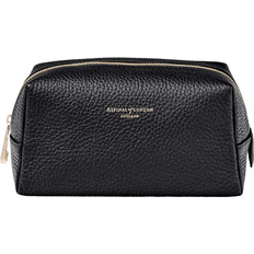 Black - Leather Cosmetic Bags Aspinal of London Makeup Bag - Black