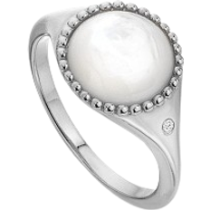 Hot Diamonds Circle Ring - Silver/Mother of Pearl