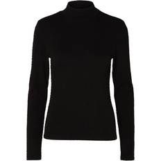 Selected Textured High Neck Knitted Top - Black