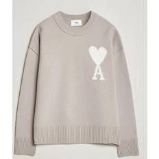 AMI Big Heart Wool Sweater Light Beige