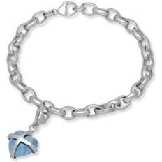 Jewellery C. W. Sellors 18ct White Gold Aquamarine Cross Heart Charm Bracelet Option1 Value Gold