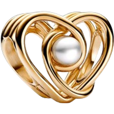 Pandora Gold Charms & Anhänger Pandora Openwork Swirling Heart Charm - Gold/Pearl