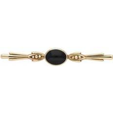 Jewellery C. W. Sellors 9ct Gold Whitby Jet Oval Bar Brooch Gold