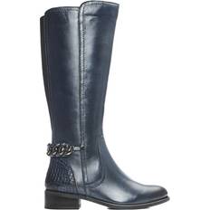 Wide Fit High Boots Moda In Pelle Whitley - Navy