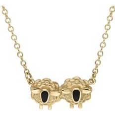 Jewellery C. W. Sellors 18ct Gold Whitby Jet Two Sheep Necklace Gold