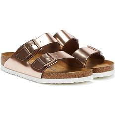 Suede Sandals Birkenstock UK 7 Womens Metallic Copper Arizona Sandals Grey