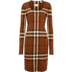 Exaggerated Check Midi Dress - Dark Birch/Brown