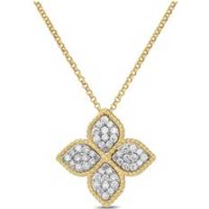 Princess Flower Pendant Necklace - Gold/Diamonds