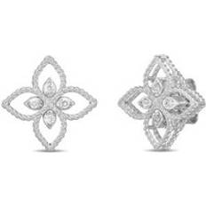 Roberto Coin Princess Flower 18ct White Gold Diamond Stud Earrings