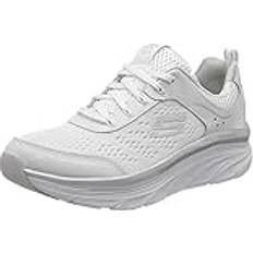 Skechers Damen D'lux Walker Infinite Motion White Silver Leather White Mesh Silver