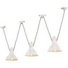 Belysning Ferroluce Hängande Lampa Trippel Gamma Vintage Vit Pendellampa