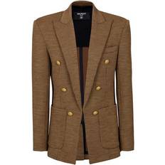 Balmain Jackets Balmain 6-button houndstooth wool jacket brown