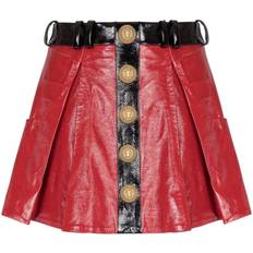 Balmain Patent leather pleated skirt red