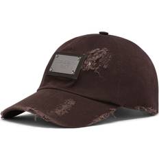 Dolce & Gabbana Caps Dolce & Gabbana logo-plaque ripped baseball cap men Polyurethane/Cotton Brown