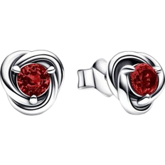 Pandora Crystal Earrings Pandora January Birthstone Eternity Circle Stud Earrings - Silver/Red