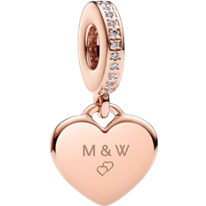 Pandora Engravable Heart Tag Dangle Charm - Rose Gold/Transparent