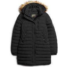 Nepbont - Vrouw Jassen Superdry Fuji Hooded Mid Length Puffer Coat - Black