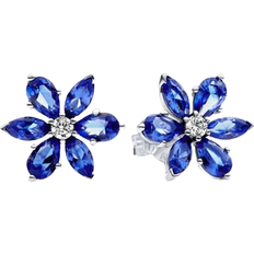 Pandora Crystal Earrings Pandora Sparkling Herbarium Cluster Stud Earrings - Silver/Blue