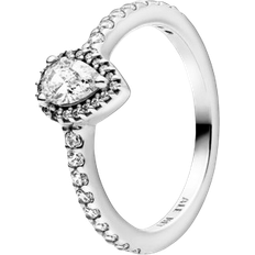 Pandora Classic Teardrop Halo Ring - Silver/Transparent